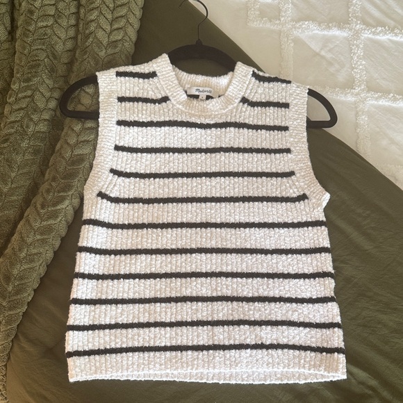 Madewell Sweaters - Madewell Black and White Striped Sleeveless Sweater